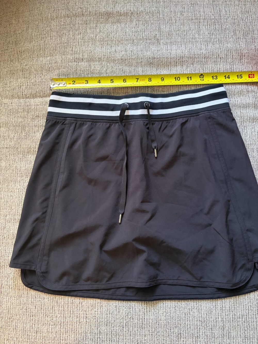 Athleta Black Skort with White-Striped Waistband